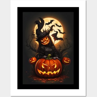 Pumpkins and Bats Posters and Art